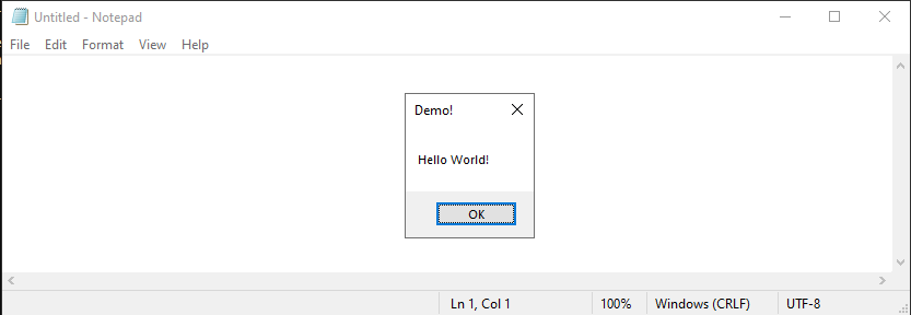 notepad messagebox